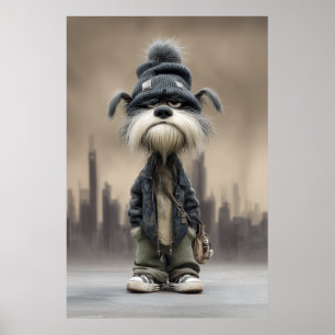 Grumpy Dog in Streetwear Poster