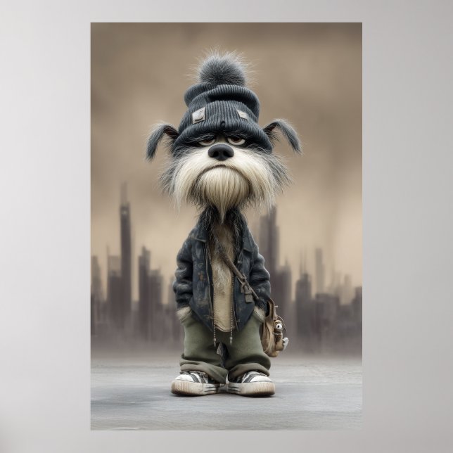 Grumpy Dog in Streetwear Poster (Front)