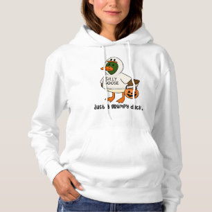 Grumpy Duck in Silly Goose Costume   Funny Hallowe Hoodie