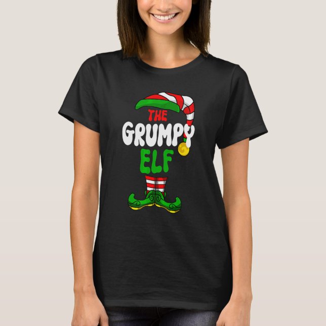 Grumpy Elf Pajama Matching Group Christmas Holiday T-Shirt (Front)