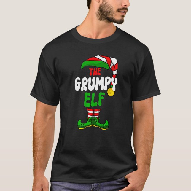 Grumpy Elf Pajama Matching Group Christmas Holiday T-Shirt (Front)