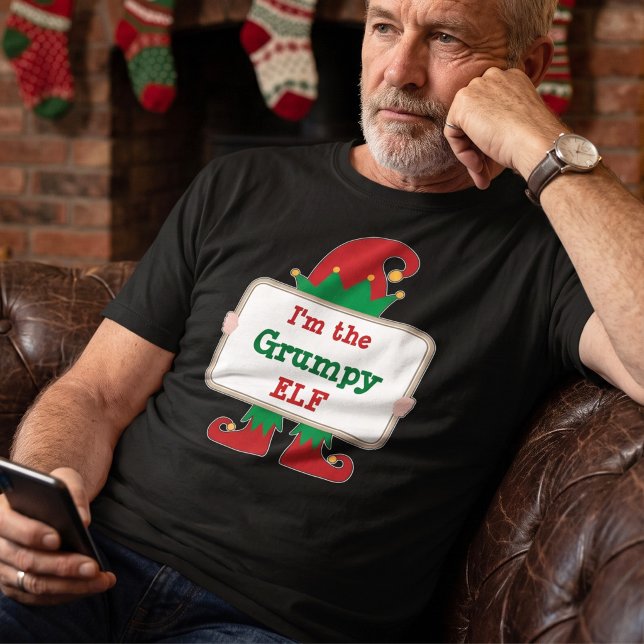 Grumpy Elf | Personalised Christmas Elf T-Shirt (Creator Uploaded)