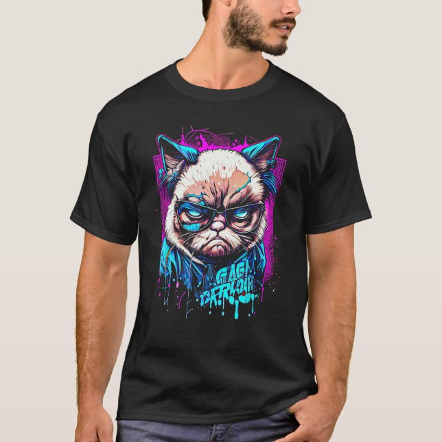 Grumpy Face Funny Cat Graphic Cat Lovers Kitten Fa T-Shirt (Front)