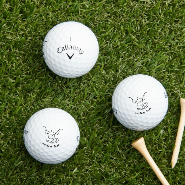 Grumpy Face GIF Golf Balls | Personalised Fun Gift (Insitu Grass)