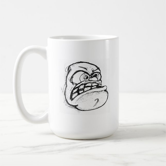 Grumpy face sketch mug (Left)