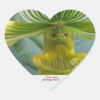 Grumpy Face Slipper Orchid Heart Sticker