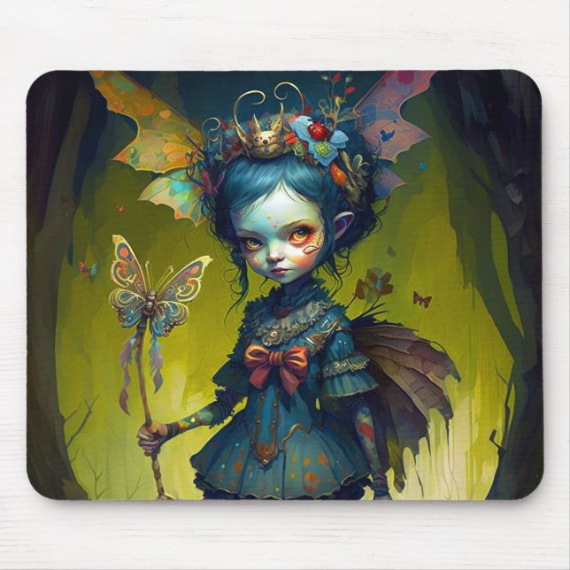 Grumpy Fairy Pixie Fantasy Art Mouse Mat (Front)
