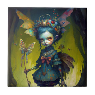 Grumpy Fairy Pixie Fantasy Art Tile