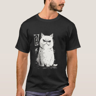 Grumpy Fat Cat Japanese Art I Chonk Cat T-Shirt