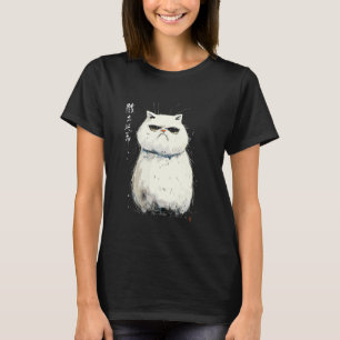 Grumpy Fat Cat Japanese Art I Chonk Cat T-Shirt
