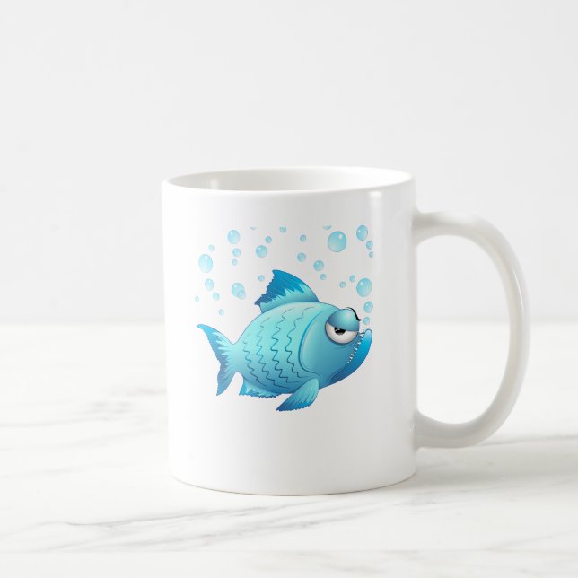Grumpy Fish Cartoon Coffee Mug (Right)