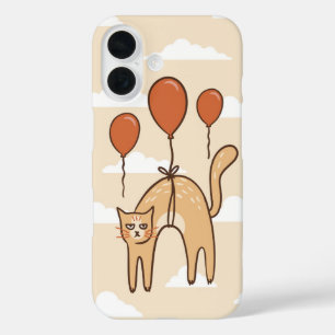 Grumpy Floating Cat iPhone 16 Case