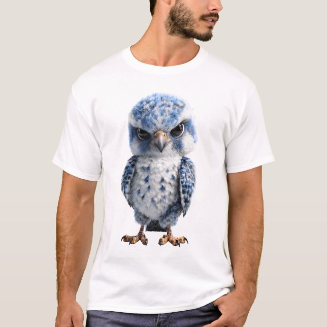 Grumpy Fluffy Blue Raptor Owlet Men T-Shirt (Front)