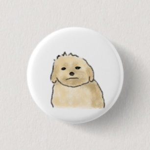 Grumpy Fluffy Cream Dog Funny Gift 3 Cm Round Badge