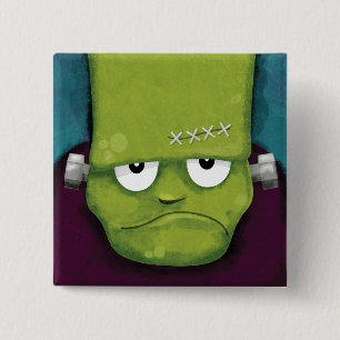 Grumpy Frankenstein Halloween Novelty 15 Cm Square Badge
