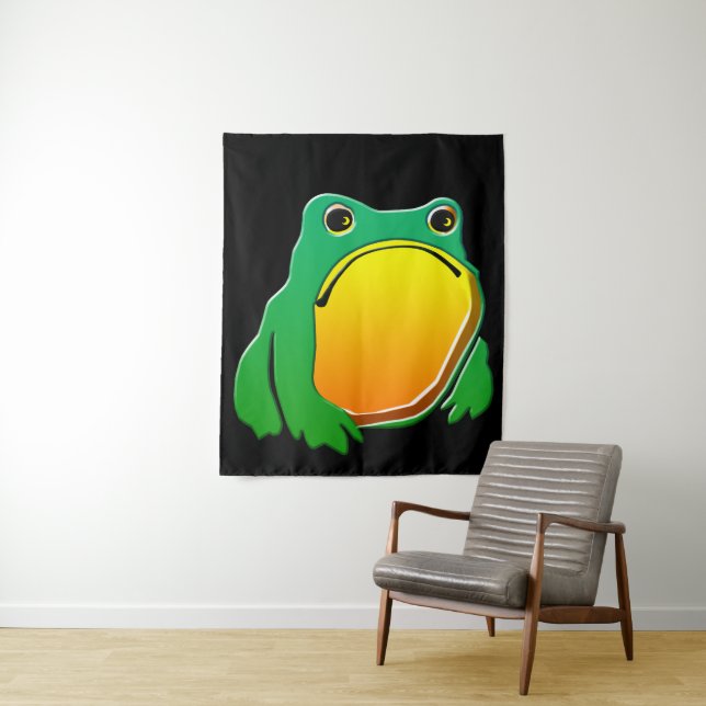 Grumpy Frog drawing Japanese art by Matsumoto Hoji Tapestry (In Situ)