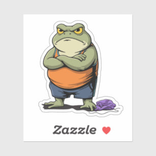 Grumpy Frog Funny Cartoon Frog