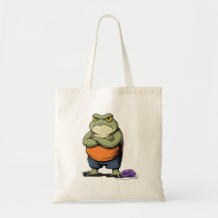 Grumpy Frog Funny Cartoon Frog Tote Bag