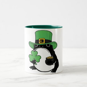Grumpy Frog Japanese St. Patricks Day Shamrock Two-Tone Coffee Mug