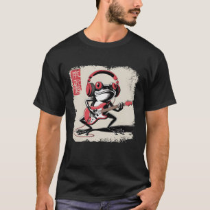 Grumpy Frog Play Electric Guitar Rock Music Kawaii T-Shirt