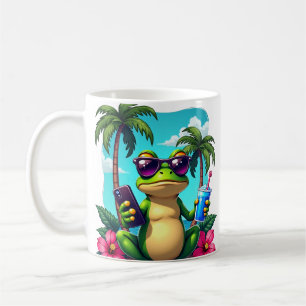 Grumpy Frog Y2K Vaporwave Tropical Retro Gaming Coffee Mug