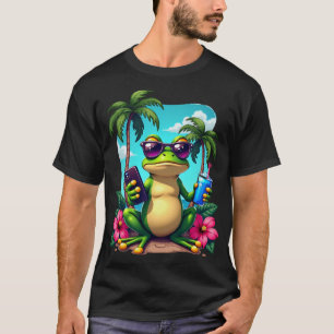 Grumpy Frog Y2K Vaporwave Tropical Retro Gaming T-Shirt