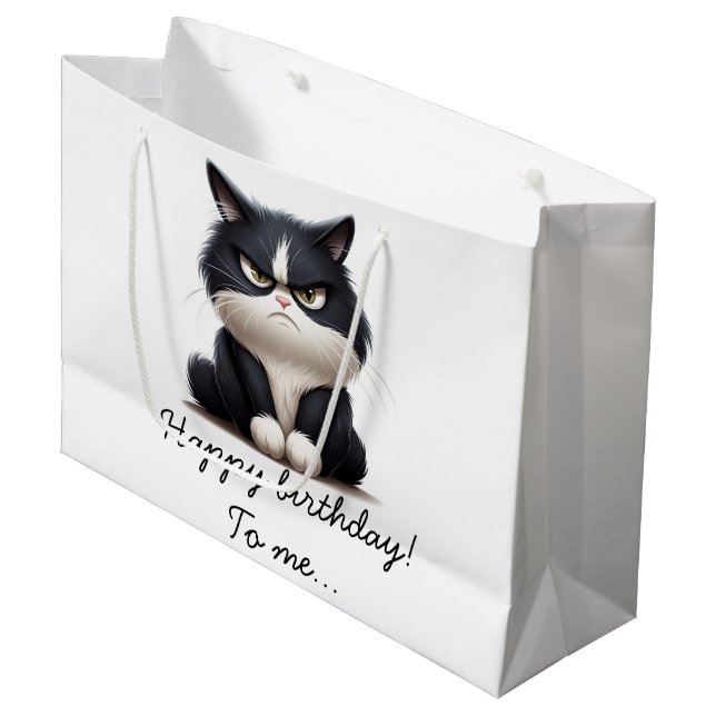 Grumpy funny cat  large gift bag (Front Angled)