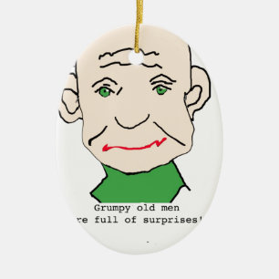 Grumpy Funny Old Man Ceramic Tree Decoration