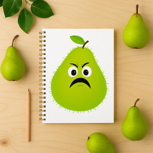 Grumpy Fuzzy Pear Face Funny Fruit Character Planner