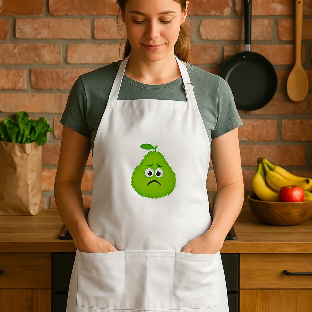 Grumpy Fuzzy Pear Face Funny Fruit Character Standard Apron (Creator Uploaded)