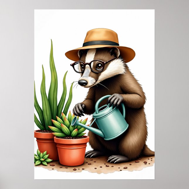 Grumpy Gardener Plant Parent Succulent Lover Art Poster (Front)