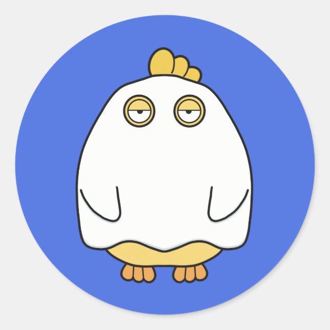 Grumpy Ghost Chick Classic Round Sticker (Front)