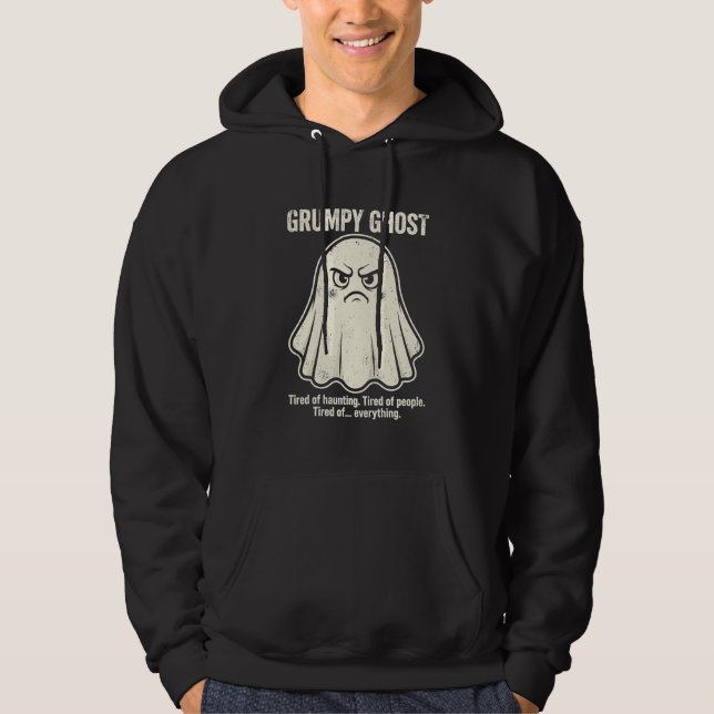 Grumpy Ghost Funny Halloween Hoodie (Front)