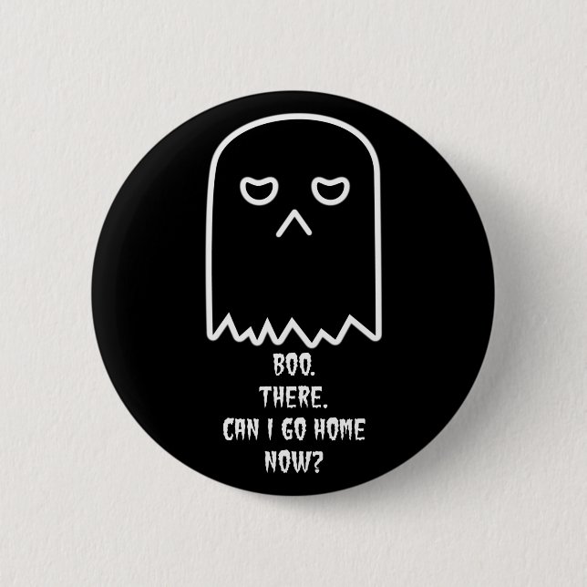 Grumpy Ghost Halloween Button (Front)