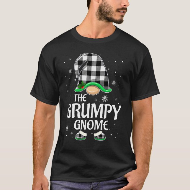 Grumpy Gnome Buffalo Plaid Christmas Matching Fami T-Shirt (Front)