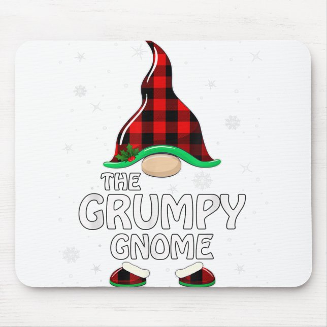 Grumpy Gnome Buffalo Plaid Matching Family Christm Mouse Mat (Front)