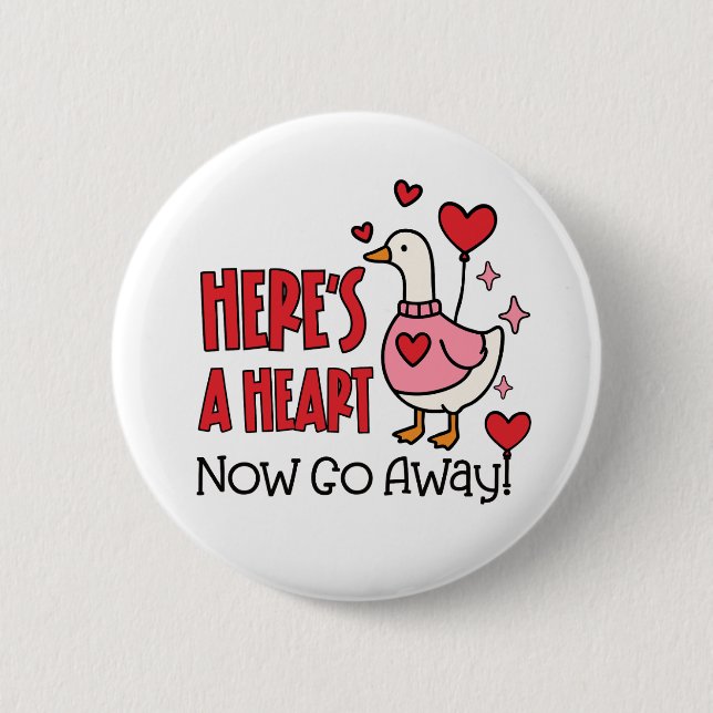 Grumpy Goose Anti-Valentine Heart 6 Cm Round Badge (Front)