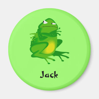 grumpy green frog magnet