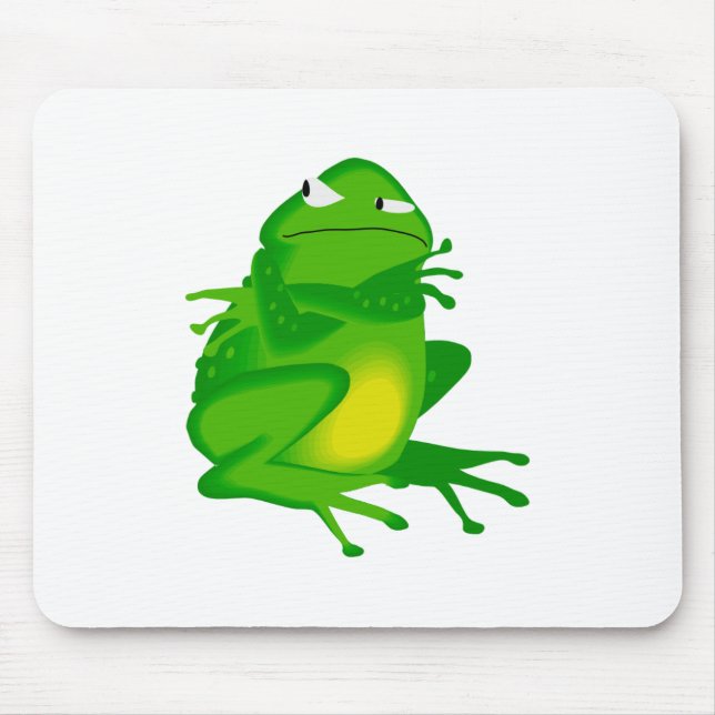 Grumpy green Frog Mouse Mat (Front)
