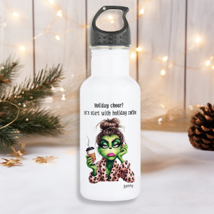 Grumpy Green Furry Women Loves Coffee 532 Ml Water Bottle