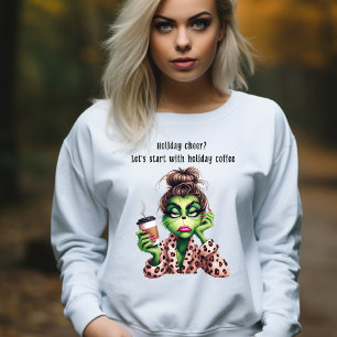Grumpy Green Furry Women Loves Coffee T-Shirt