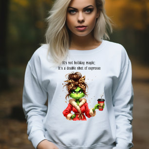Grumpy Green Furry Women Loves Coffee T-Shirt