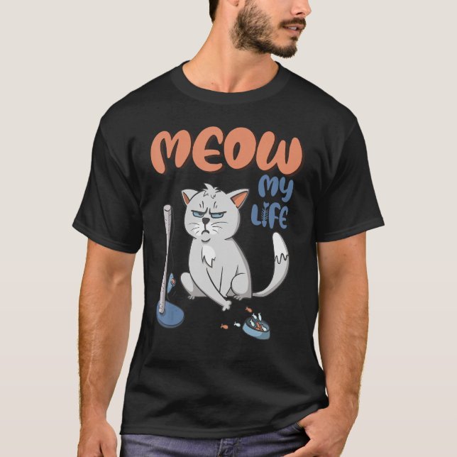 Grumpy Grey Cat Funny No BS Given Cat People T-Shirt (Front)