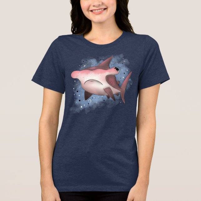 Grumpy Hammerhead Shark Tri-Blend Shirt (Front)