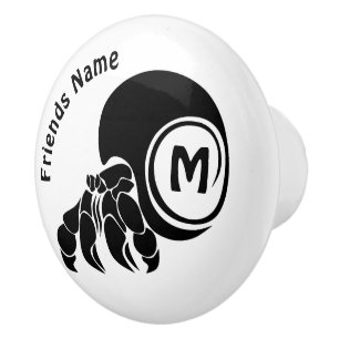 Grumpy Hermit Crab Silhouette Monogram Ceramic Knob