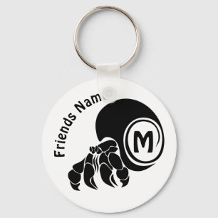 Grumpy Hermit Crab Silhouette Monogram Key Ring