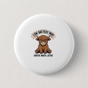 Grumpy Highland Cow Funny Offline Mood Shirt 6 Cm Round Badge