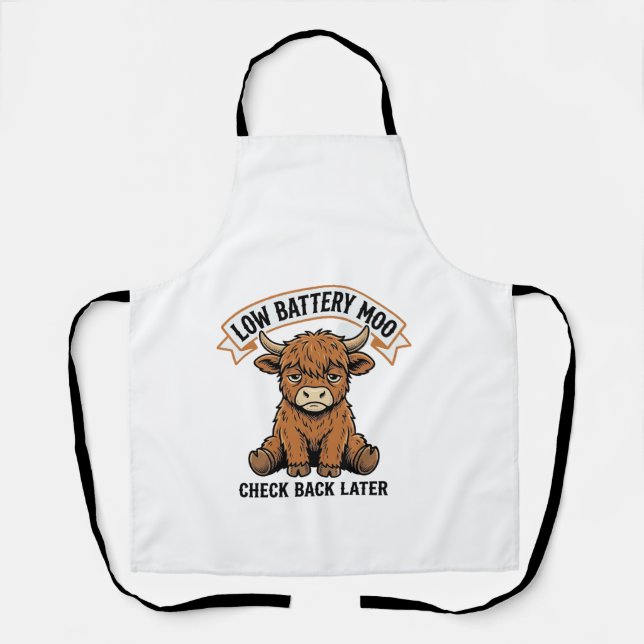 Grumpy Highland Cow Funny Offline Mood Shirt Apron (Front)