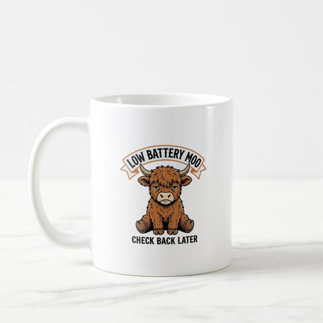 Grumpy Highland Cow Funny Offline Mood Shirt Coffee Mug (Left)