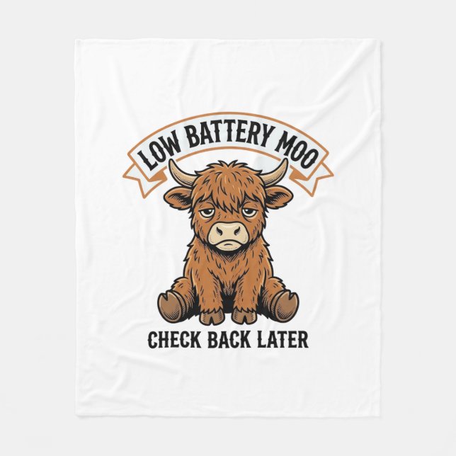Grumpy Highland Cow Funny Offline Mood Shirt Fleece Blanket (Front)